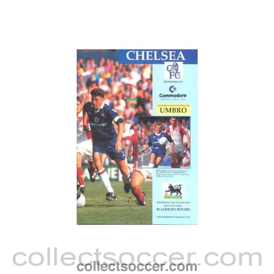 1992 - Chelsea v Blackburn Rovers official programme 26/08/1992
