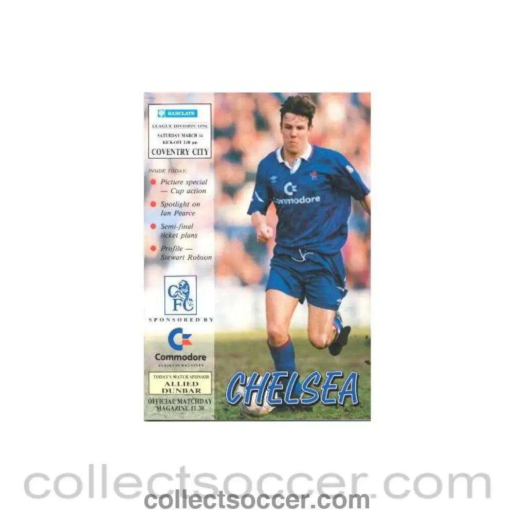 1992 - Chelsea v Coventry City official programme 14/03/1992