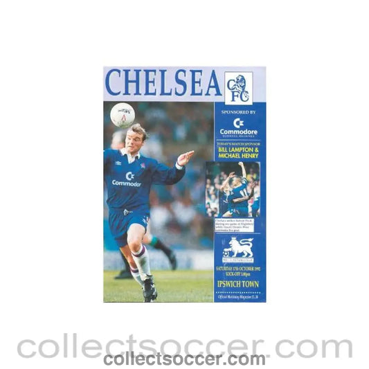1992 - Chelsea v Ipswich Town official programme 17/10/1992