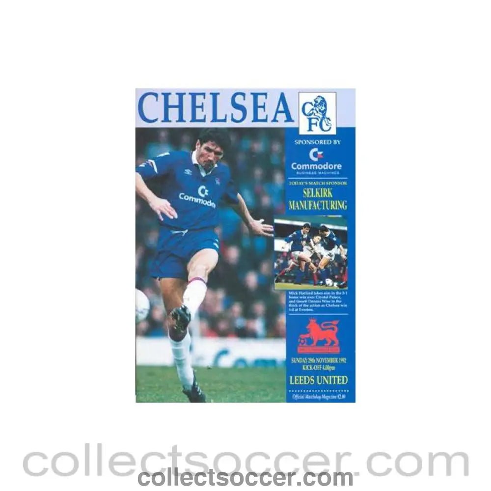 1992 - Chelsea v Leeds United official programme 29/11/1992 Premier League - Collect Soccer