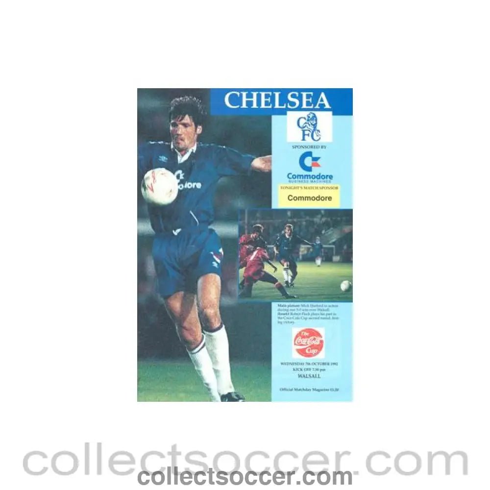 1992 - Chelsea v Walsall official programme 07/10/1992 Coca Cola Cup - Collect Soccer