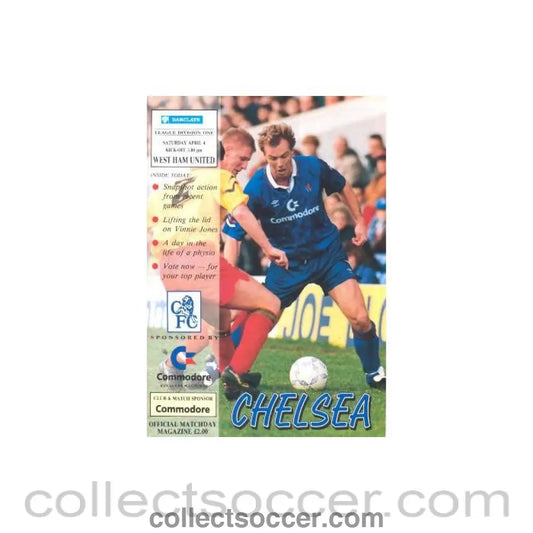 1992 - Chelsea v West Ham United official programme 04/04/1992