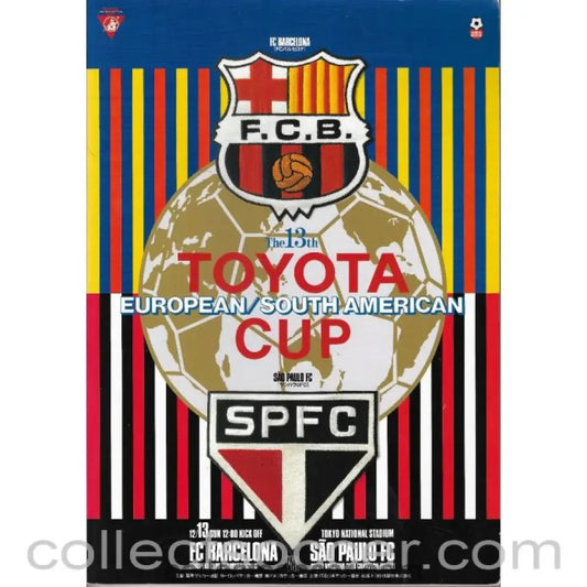 1992 Club World Cup / Toyota Cup Barcelona v Sao Paulo Football Programme - Collect Soccer
