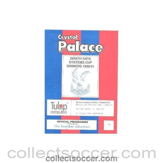 1992 - Crystal Palace v Chelsea official programme 03/02/1992 - Collect Soccer
