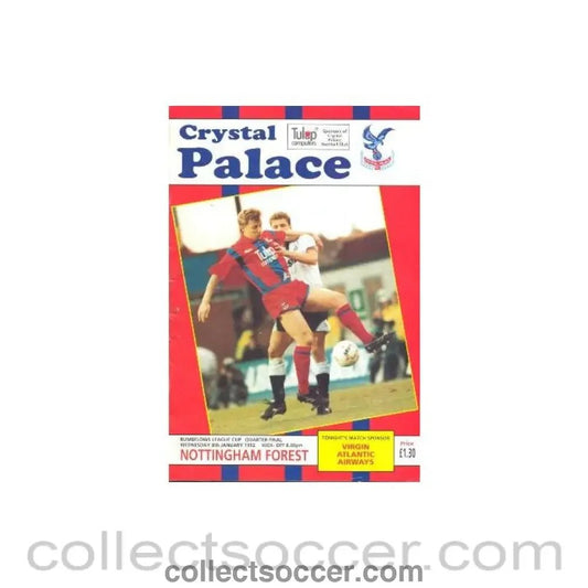 1992 - Crystal Palace v Nottingham Forest official programme 08/01/1992 - Collect Soccer
