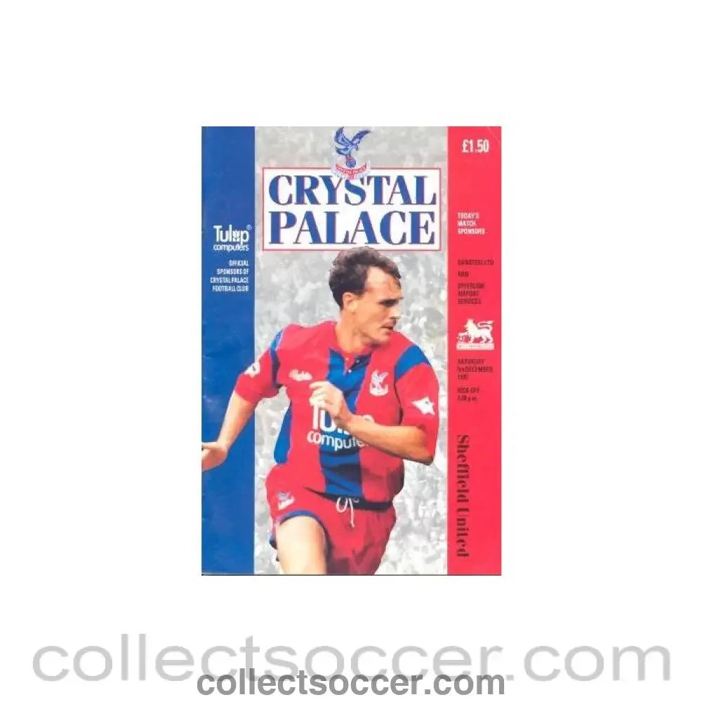 1992 - Crystal Palace v Sheffield United official programme 05/12/1992 - Collect Soccer