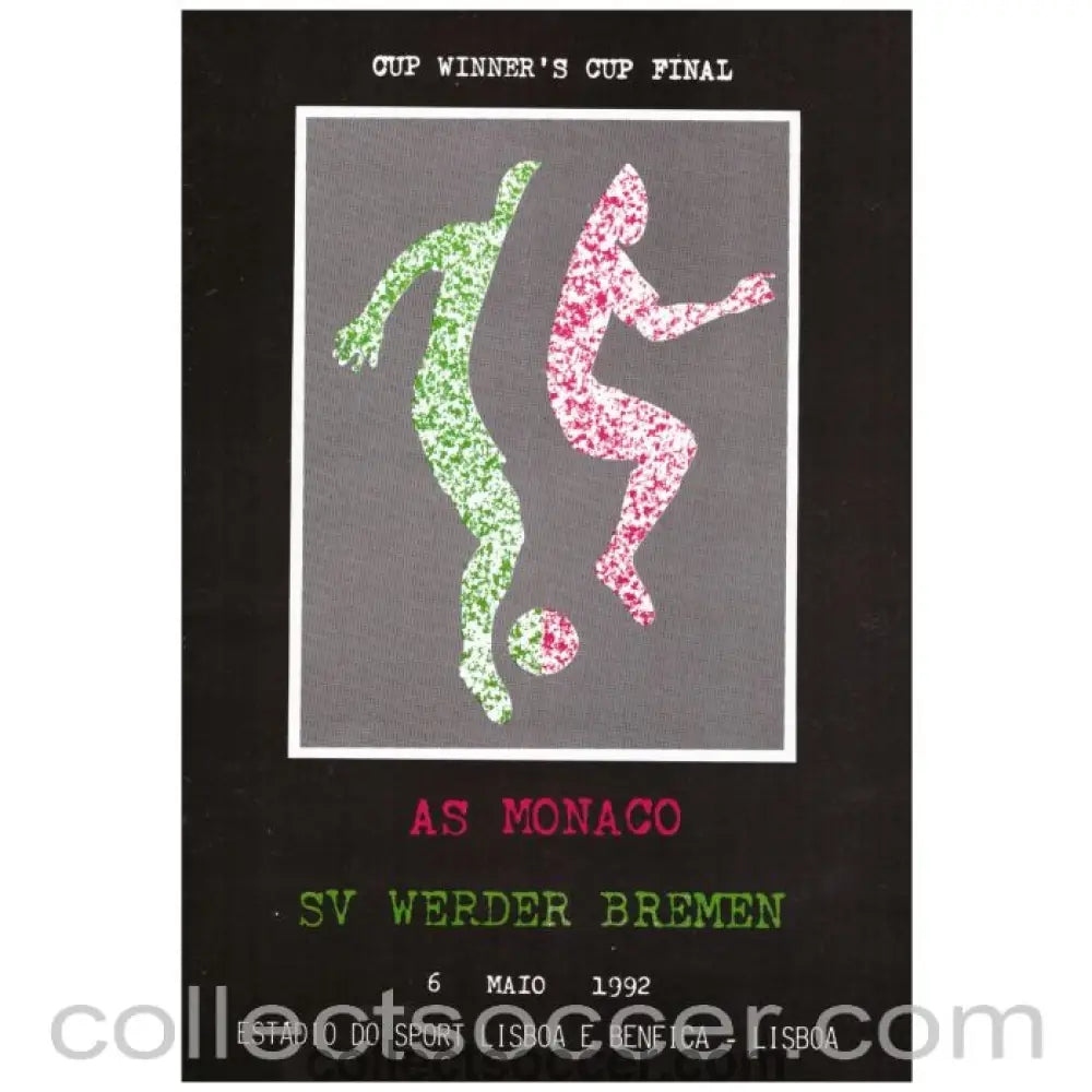 1992 Cup Winners Cup Final Official Programme Monaco v Werder Bremen - Collect Soccer