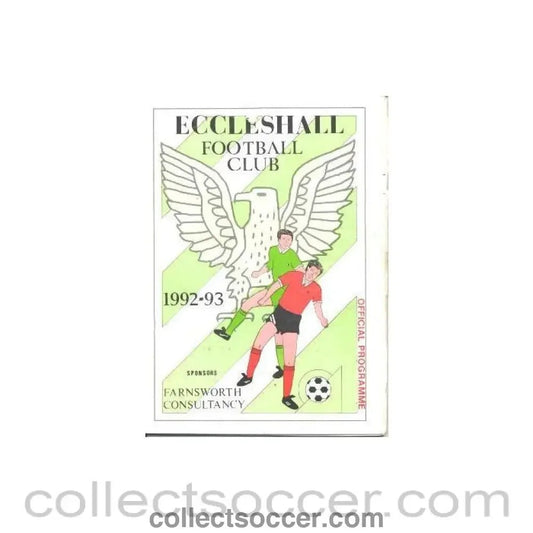 1992 - Eccleshall v Stewarts & Lloyds official programme 12/09/1992 F.A. Vase - Collect Soccer