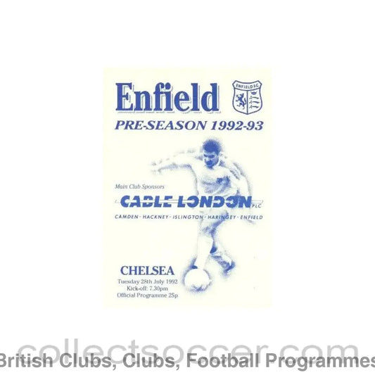 1992 - Enfield vChelsea official programme 28/07/1992 Pre-Season Friendly Match