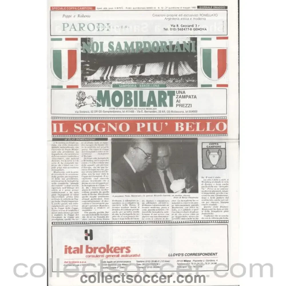 1992 European Cup Final Sampdoria v Barcelona official programme Italian Edition