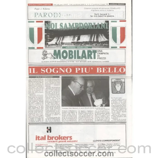 1992 European Cup Final Sampdoria v Barcelona official programme Italian Edition