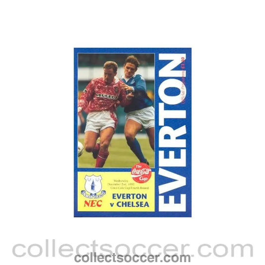 1992 - Everton vChelsea official programme 02/12/1992 Coca - Cola Cup - Collect Soccer