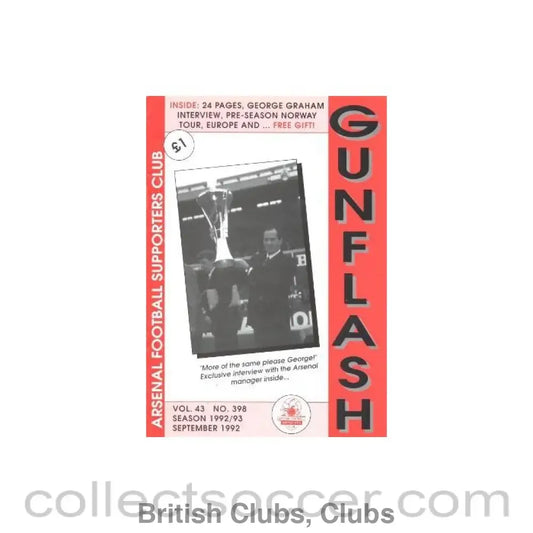 1992 - Gunflash - Arsenal fanzine No: 398 of September 1992