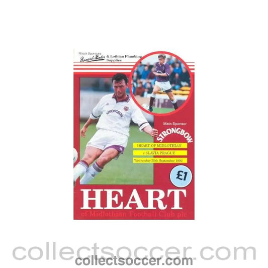 1992 - Heart of Midlothian v Slavia Prague official programme 30/09/1992 - Collect Soccer