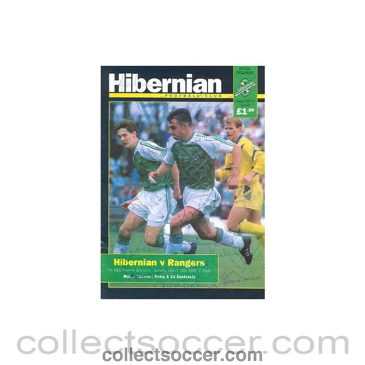 1992 - Hibernian v Glasgow Rangers official programme 10/03/1992 Premier League, fully signed - Collect Soccer