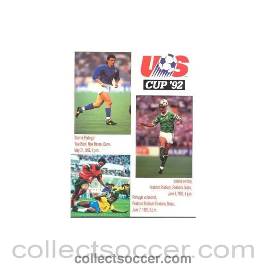 1992 Italy v Portugal official programme 31/05/1992 and Portugal v Ireland 07/06/1992 US Cup 1992 - Collect Soccer