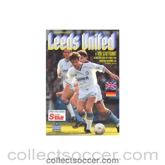 1992 - Leeds United v Stuttgart, Germany official programme 30/09/1992 - Collect Soccer