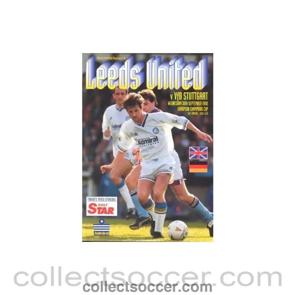 1992 - Leeds United v Stuttgart, Germany official programme 30/09/1992 - Collect Soccer