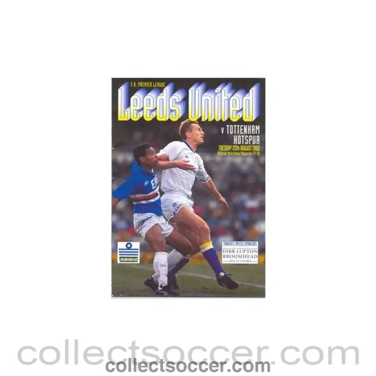 1992 - Leeds United v Tottenham Hotspur official programme 25/08/1992 - Collect Soccer