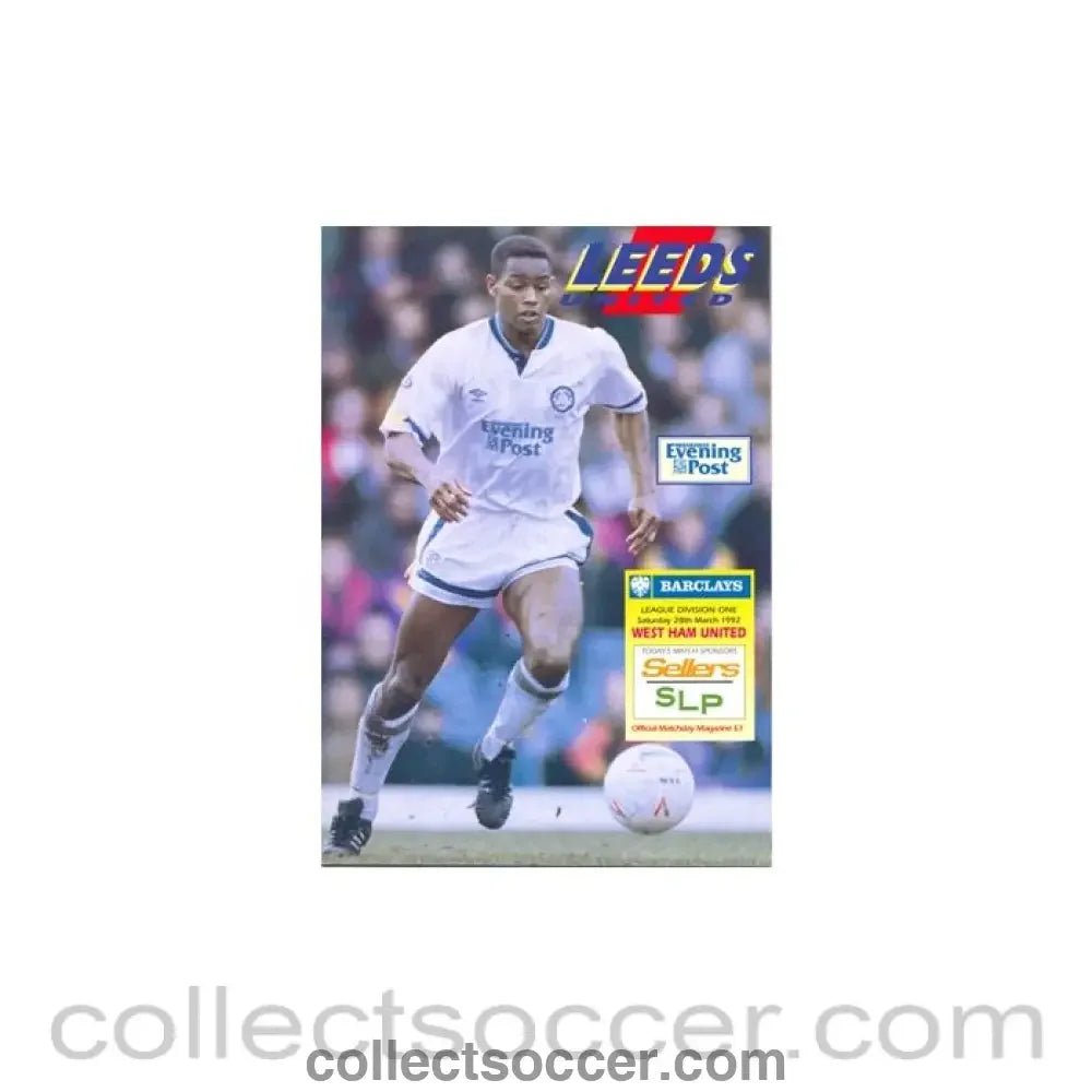 1992 - Leeds United v West Ham United official programme 28/03/1992 - Collect Soccer
