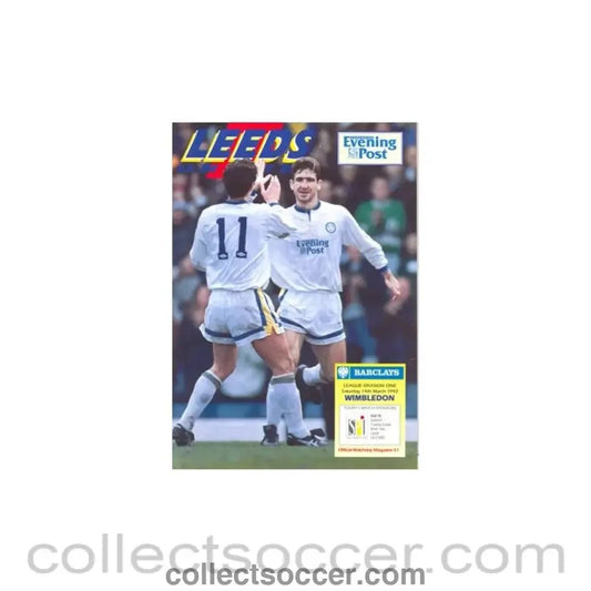 1992 - Leeds United v Wimbledon official programme 14/03/1992 - Collect Soccer