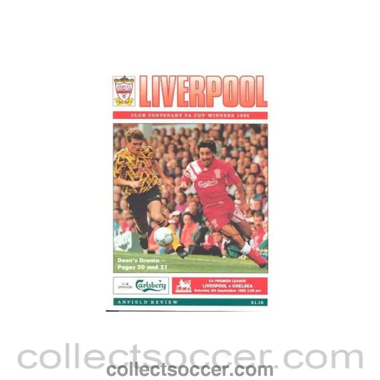 1992 - Liverpool v Chelsea official programme 05/09/1992 Premier League - Collect Soccer
