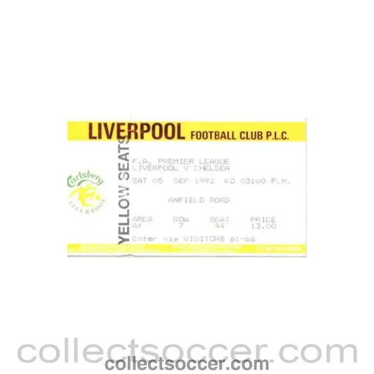 1992 - Liverpool v Chelsea ticket 05/09/1992