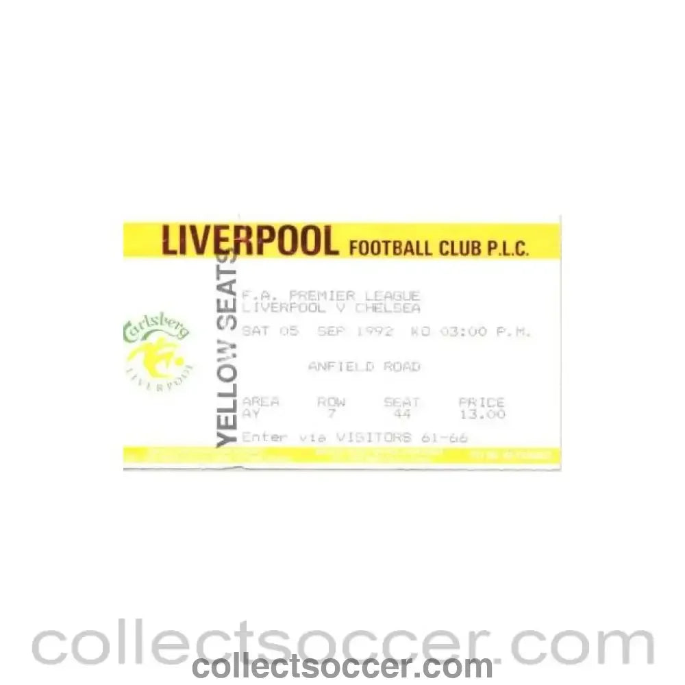 1992 - Liverpool v Chelsea ticket 05/09/1992