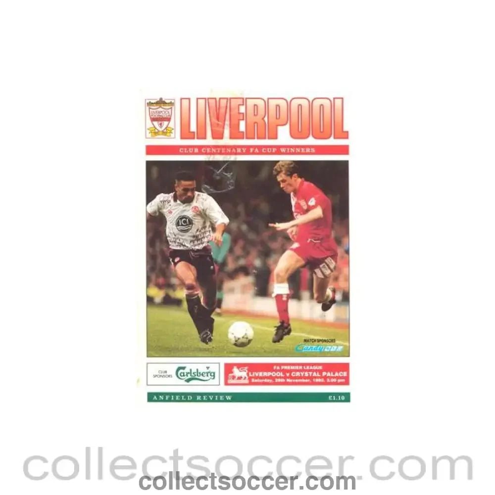 1992 - Liverpool v Crystal Palace official programme 28/11/1992, reduced price - Collect Soccer