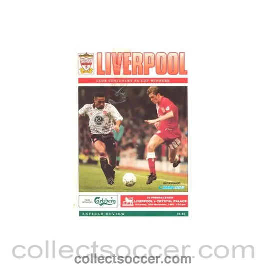 1992 - Liverpool v Crystal Palace official programme 28/11/1992, reduced price - Collect Soccer