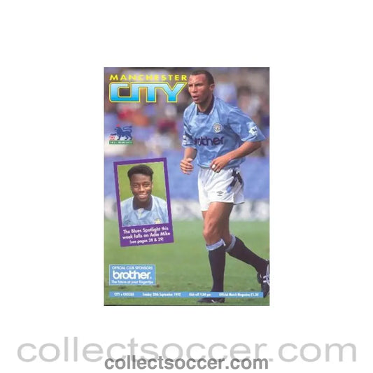 1992 - Manchester City vChelsea official programme 20/09/1992 Premier League - Collect Soccer