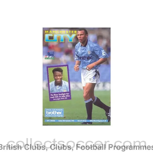 1992 - Manchester City vChelsea official programme 20/09/1992 Premier League