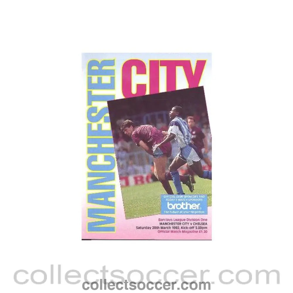 1992 - Manchester City vChelsea official programme 28/03/1992