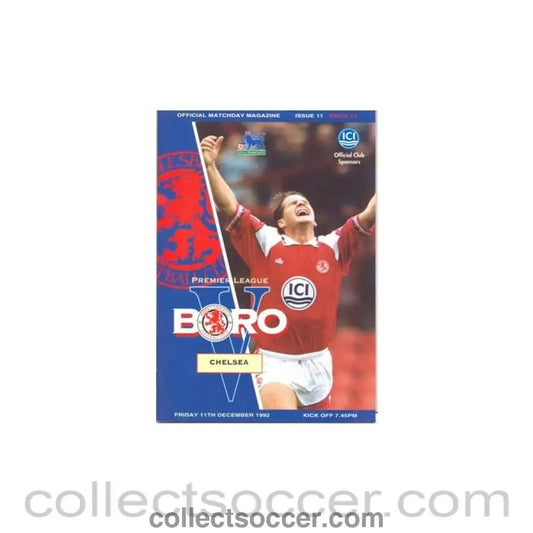 1992 - Middlesbrough v Chelsea official programme 11/12/1992 Premier League - Collect Soccer
