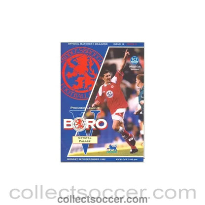 1992 - Middlesbrough v Crystal Palace official programme 28/12/1992 - Collect Soccer