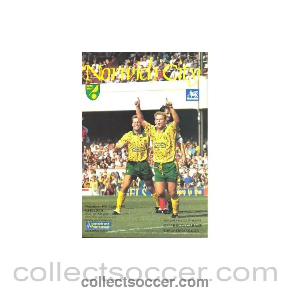1992 - Norwich vChelsea official programme 19/08/1992 - Collect Soccer