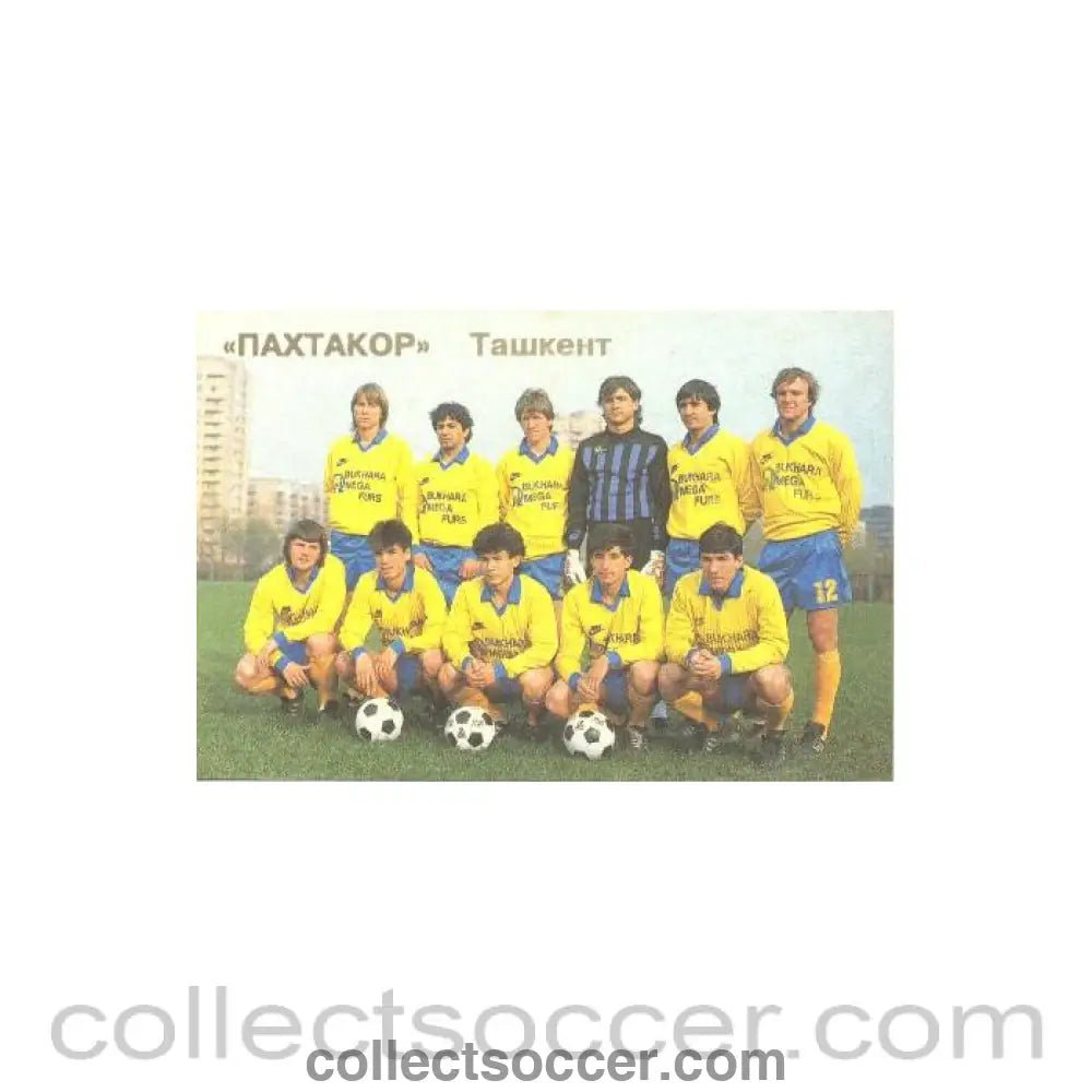 1992 - Pahtakor Tashkent FC calendar 1992 - Collect Soccer