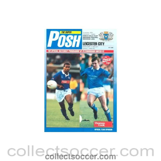 1992 - Peterborough United v Leicester City official programme 06/10/1992 Coca - Cola Cup - Collect Soccer