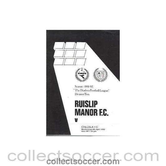 1992 - Ruislip Manor vChelsea official programme 08/04/1992