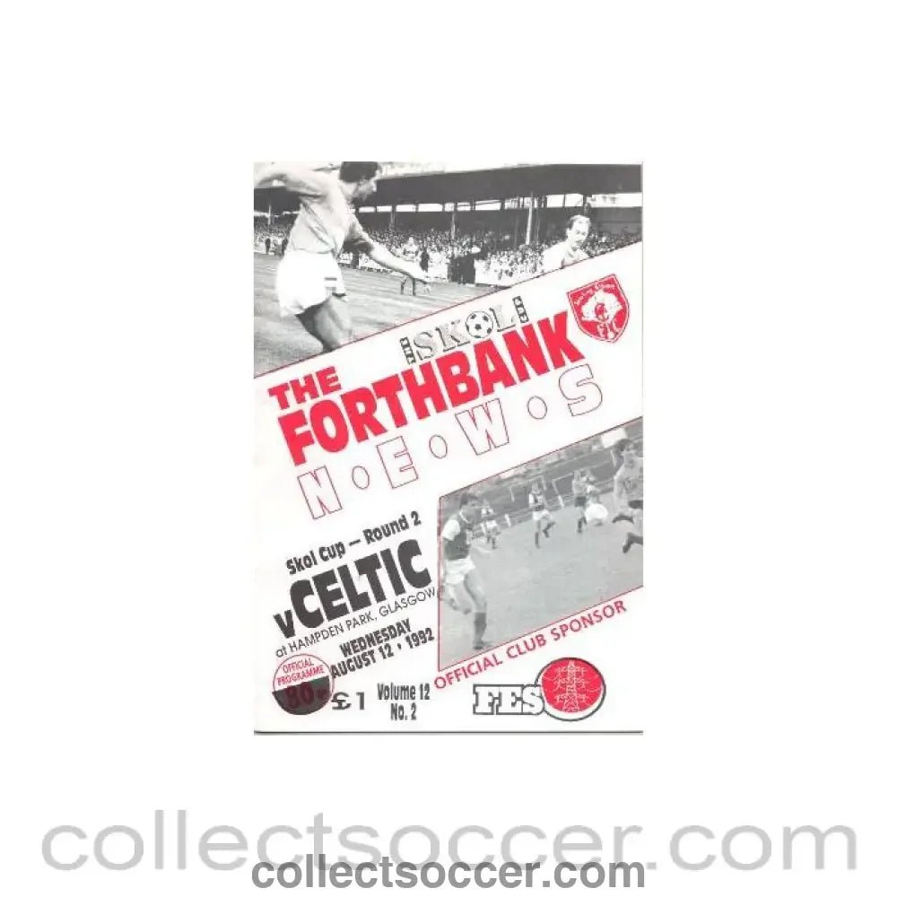 1992 - Stirling Albion v Celtic official programme 12/08/1992 Skol Cup - Collect Soccer