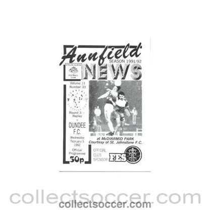 1992 - Stirling Albion v Dundee official programme 05/02/1992 Tennents Scottish Cup, 3rd Round Replay - Collect Soccer