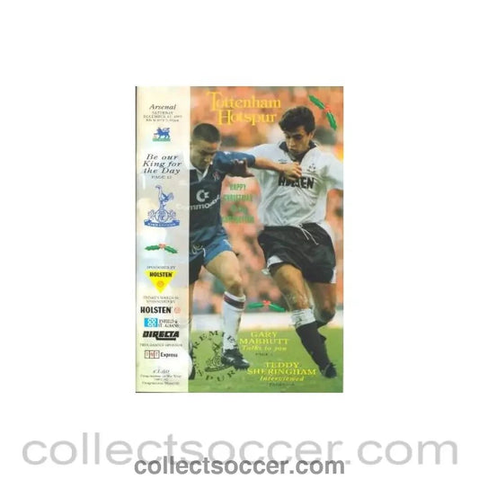 1992 - Tottenham Hotspur v Arsenal official programme 12/12/1992 F.A. Premier League, multi - signed on the back - Collect Soccer