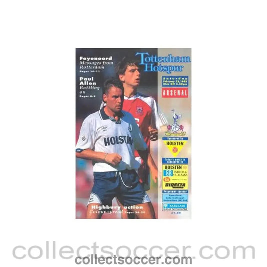 1992 - Tottenham Hotspur v Arsenal official programme 22/02/1992 Football League - Collect Soccer