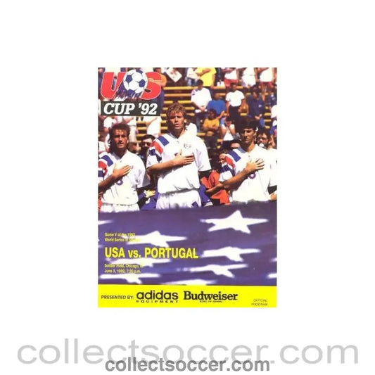 1992 USA v Portugal official programme 03/06/1992 US Cup 1992 - Collect Soccer