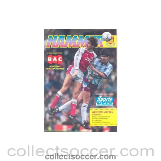 1992 - West Ham United v Arsenal official programme 14/03/1992 - Collect Soccer