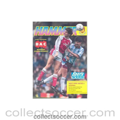 1992 - West Ham United v Arsenal official programme 14/03/1992 - Collect Soccer
