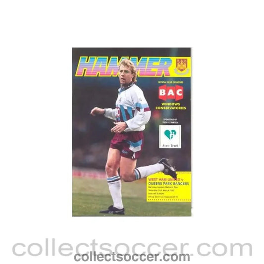1992 - West Ham United v Queen's Park Rangers official programme 21/03/1992 - Collect Soccer