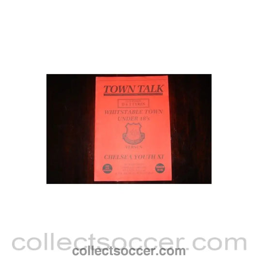 1992 - Whitstable Town U18 vChelsea Youth XI official programme 19/02/1992 - Collect Soccer