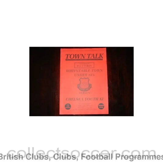 1992 - Whitstable Town U18 vChelsea Youth XI official programme 19/02/1992