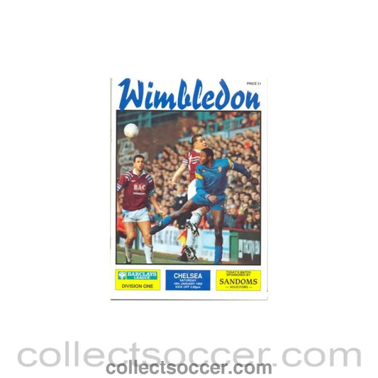 1992 - Wimbledon vChelsea official programme 18/01/1992 - Collect Soccer
